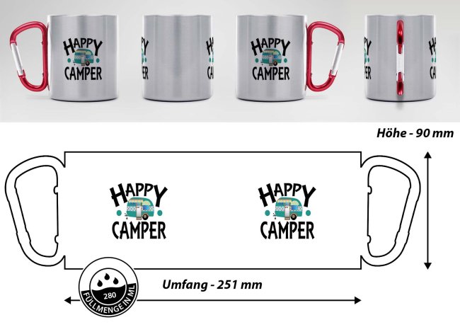 Karabiner Tasse - Happy Camper