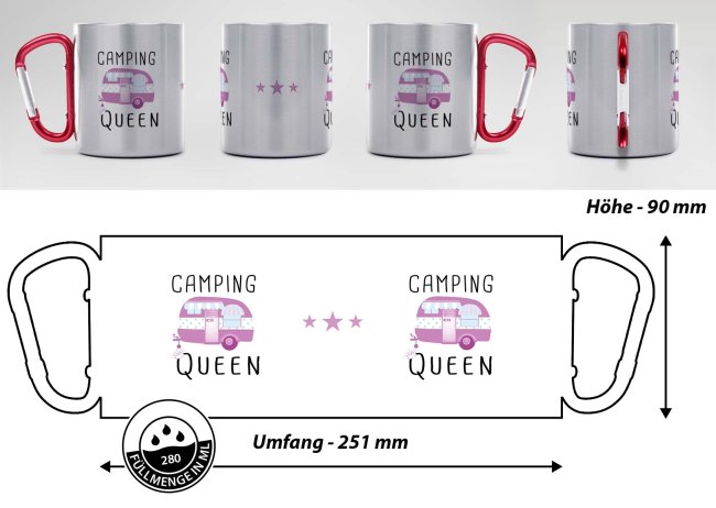 Karabiner Tasse - Camping Queen