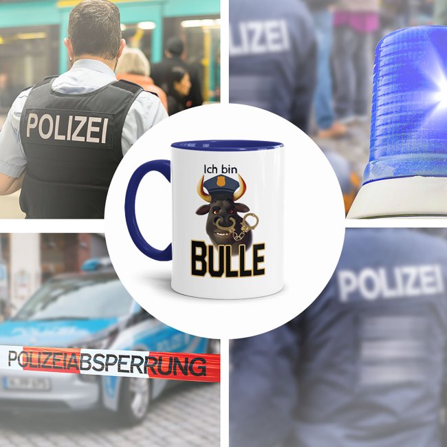 Polizei Tasse - Ich bin Bulle - Innen &amp; Henkel Dunkelblau