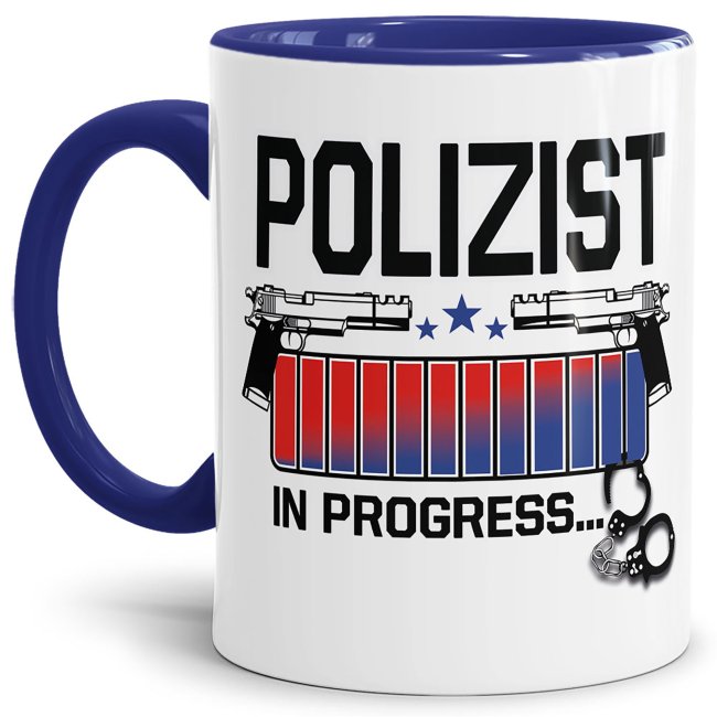 Polizei Tasse - Polizist in Progress - Innen &amp; Henkel Dunkelblau