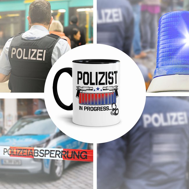 Polizei Tasse - Polizist in Progress - Innen &amp; Henkel Schwarz
