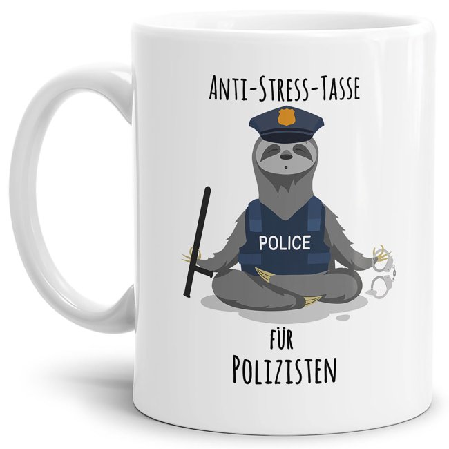 Polizei Tasse - Anti-Stress-Tasse f&uuml;r Polizisten - Wei&szlig;