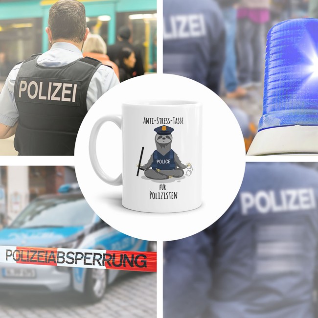 Polizei Tasse - Anti-Stress-Tasse für Polizisten - Weiß
