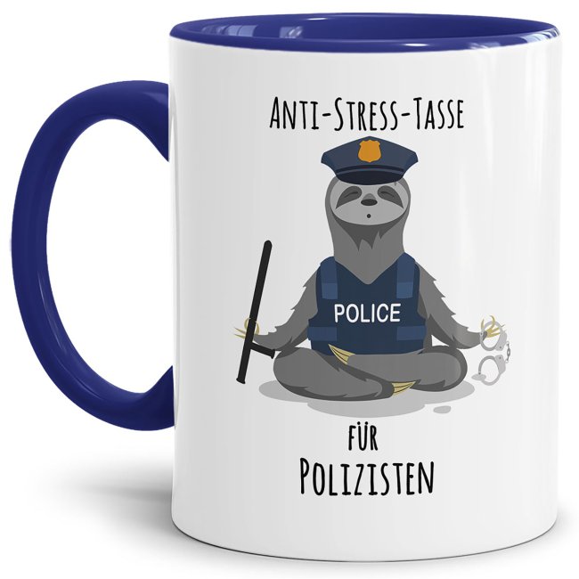 Polizei Tasse - Anti-Stress-Tasse f&uuml;r Polizisten - Innen &amp; Henkel Dunkelblau