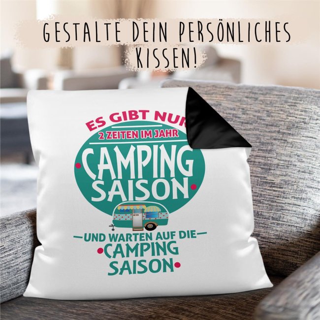 Kissen - Camping Saison - R&uuml;ckseite Schwarz