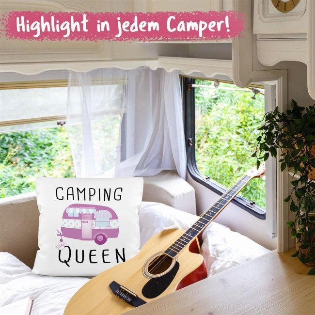 Camping Kissen - Camping Queen - Wei&szlig;