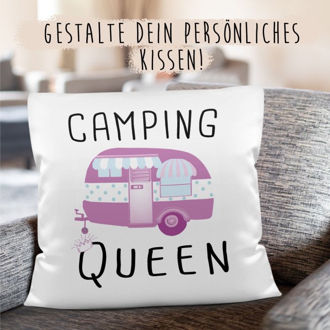 Camping Kissen - Camping Queen - Wei&szlig;