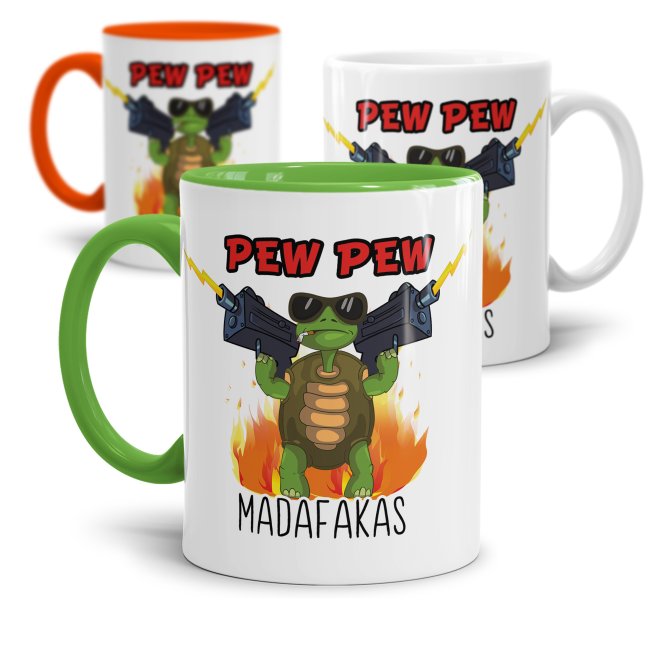 Tasse mit Spruch - Pew Pew Madafakas - Schildkröte
