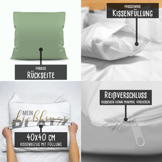 Kissen mit Spruch - Lieblingsplatz - R&uuml;ckseite Gr&uuml;n