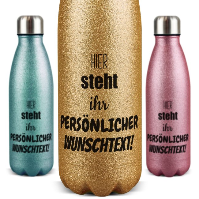 Glitzerflasche aus Edelstahl selbst gestalten - individuell mit Text - 500 ml