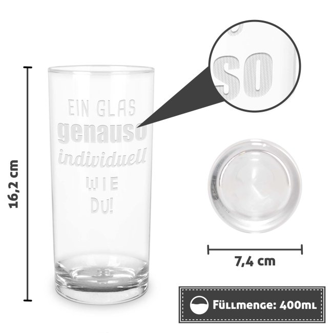Graviertes Trinkglas mit Text selbst gestalten - 400 ml