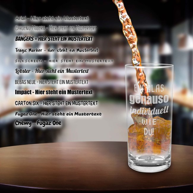 Graviertes Trinkglas mit Text selbst gestalten - 400 ml