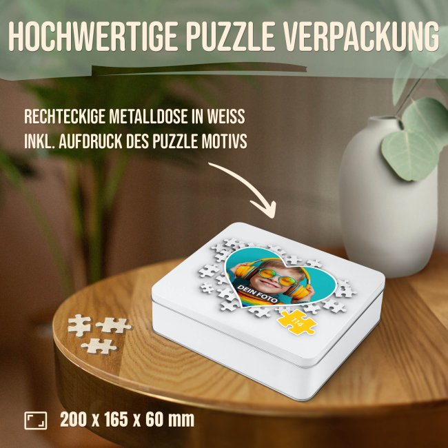 Herz-Puzzle inkl. bedruckter Metalldose - 114 Teile - Herzform