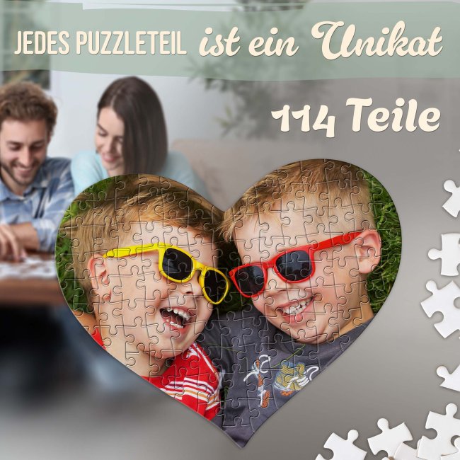 Herz-Puzzle inkl. bedruckter Metalldose - 114 Teile - Herzform