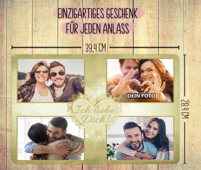 Platzset selbst gestalten - Ich liebe dich - mit 4 Fotos