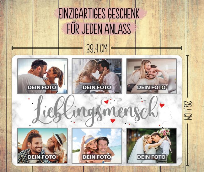 Platzset selbst gestalten - Lieblingsmensch mit 6 Fotos
