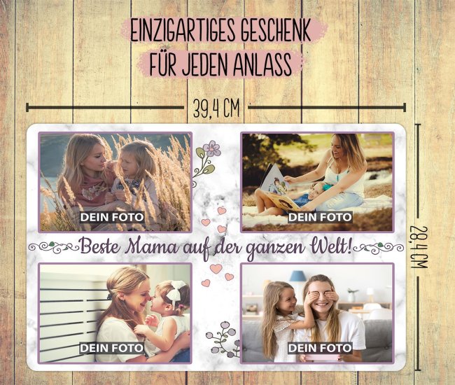 Platzset f&uuml;r Mama mit 4 Fotos selbst gestalten - Beste Mama auf der Welt