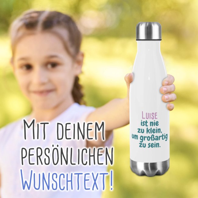 Trinkflasche mit Text personalisieren - Edelstahl in Wei&szlig;