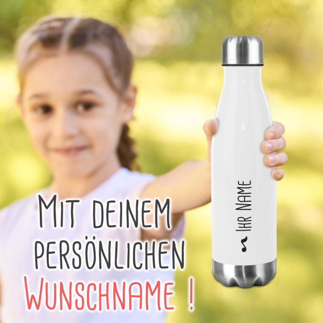 Edelstahl-Trinkflasche mit Name und Symbol - Note - 750 ml - wei&szlig;