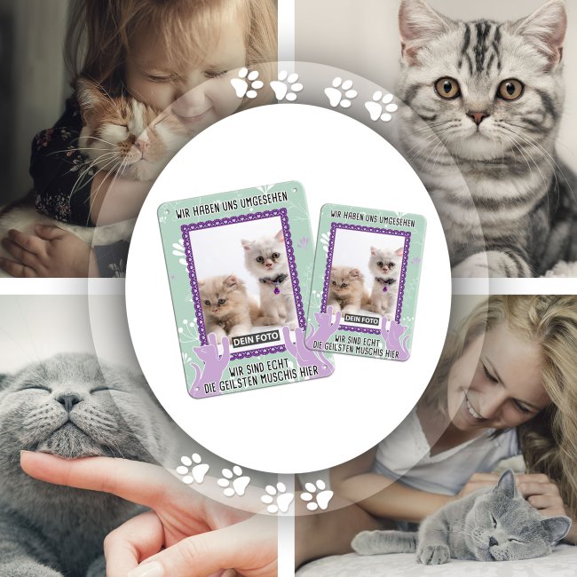 Katzenschild - Die geilsten Muschis hier- mit Foto - DIN A5