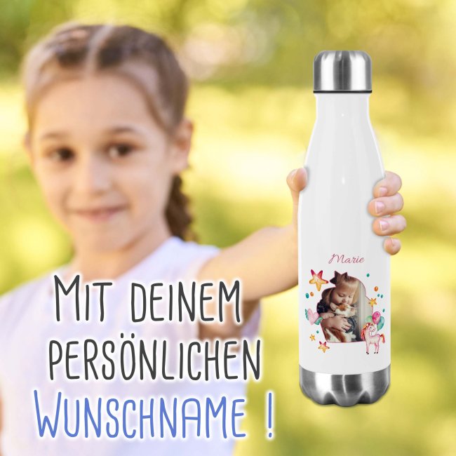 Trinkflasche aus Edelstahl f&uuml;r Kinder - mit Bild und Name - Cupcake - 500 ml