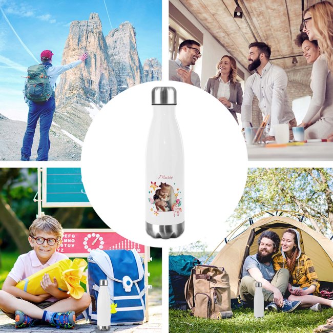 Trinkflasche aus Edelstahl f&uuml;r Kinder - mit Bild und Name - Cupcake - 500 ml