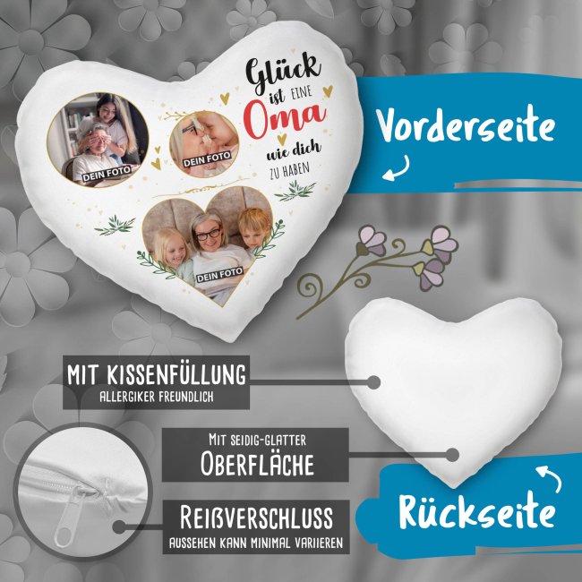 Herzkissen - Gl&uuml;ck ist jemanden wie dich zu haben -  Oma