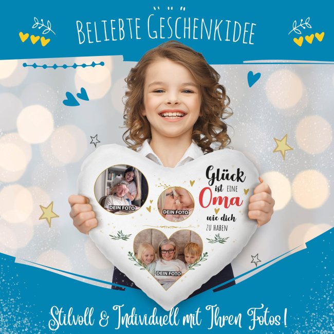 Herzkissen - Gl&uuml;ck ist jemanden wie dich zu haben -  Oma