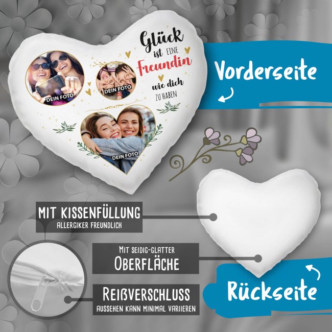 Herzkissen - Gl&uuml;ck ist jemanden wie dich zu haben -  Freundin