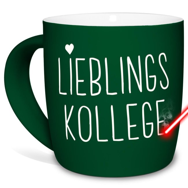 Tasse mit Lasergravur - Lieblingskollege - Gr&uuml;n