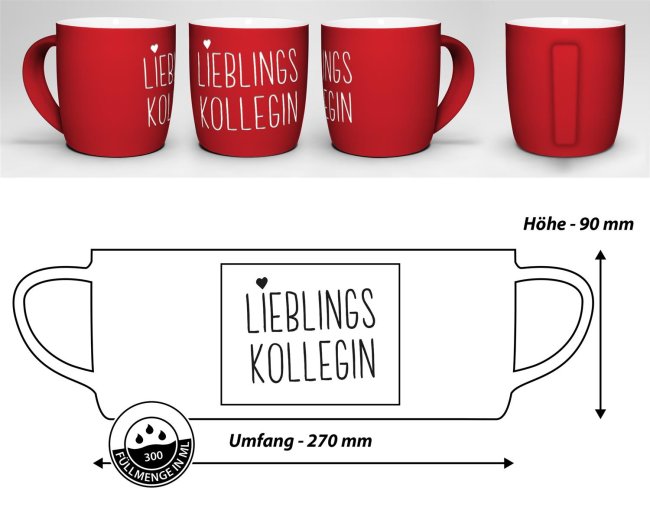 Tasse mit Lasergravur - Lieblingskollegin - Rot