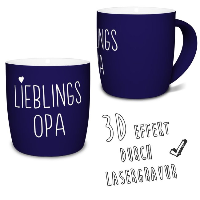 Tasse mit Lasergravur - Lieblingsopa - Blau