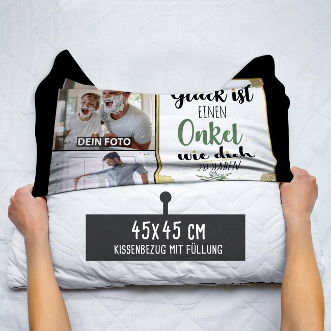 Satinkissen f&uuml;r M&auml;nner - Gl&uuml;ck ist - Onkel