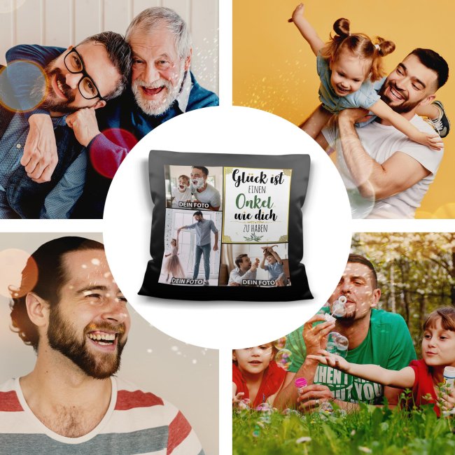 Satinkissen f&uuml;r M&auml;nner - Gl&uuml;ck ist - Onkel