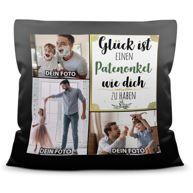 Satinkissen f&uuml;r M&auml;nner - Gl&uuml;ck ist - Patenonkel