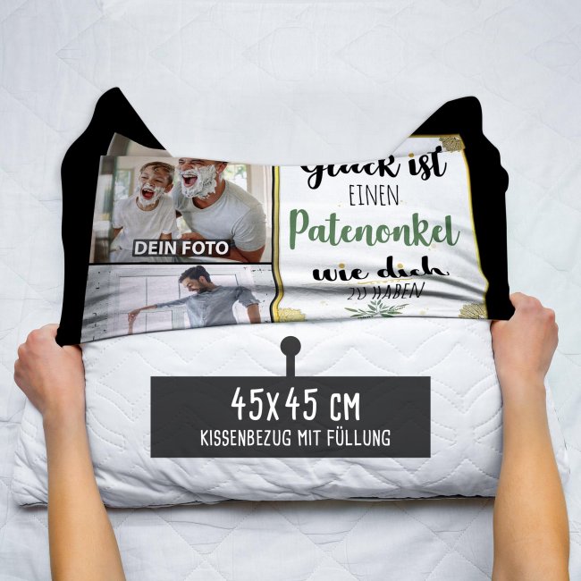 Satinkissen f&uuml;r M&auml;nner - Gl&uuml;ck ist - Patenonkel