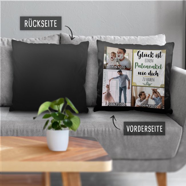 Satinkissen f&uuml;r M&auml;nner - Gl&uuml;ck ist - Patenonkel