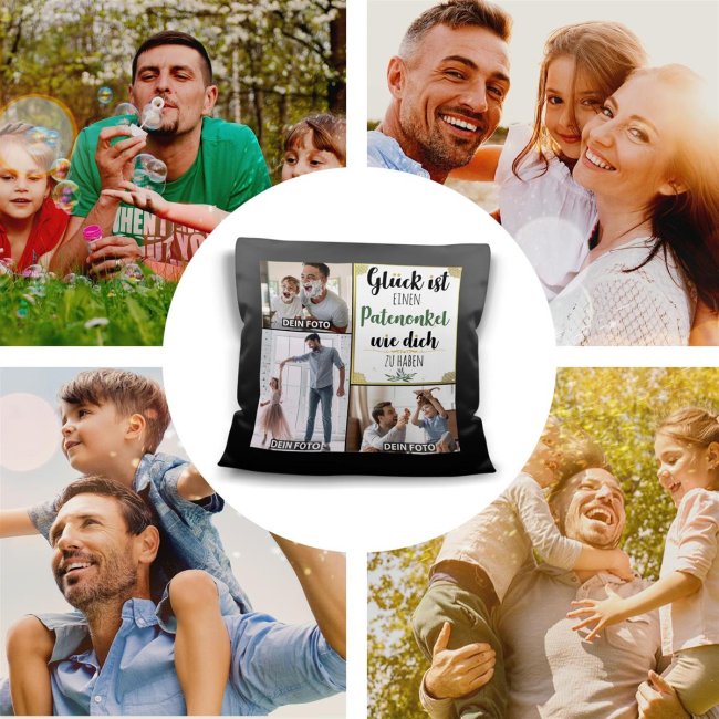 Satinkissen f&uuml;r M&auml;nner - Gl&uuml;ck ist - Patenonkel