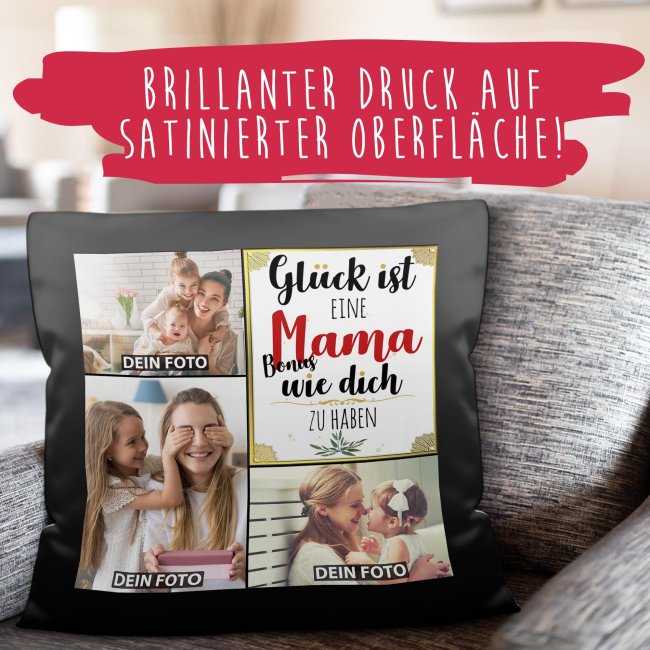 Satinkissen f&uuml;r Frauen - Gl&uuml;ck ist - Bonusmama