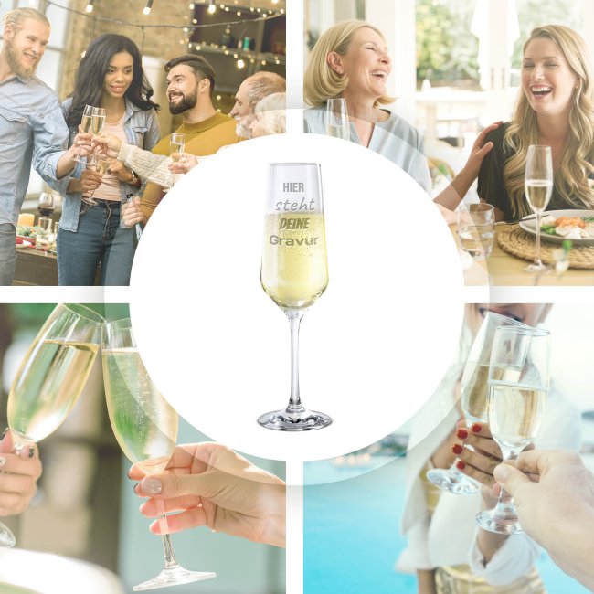 Sektglas mit Gravur mit Wunschtext gestalten