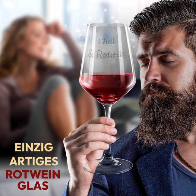 Rotweinglas mit Gravur - mit Text selbst gestalten