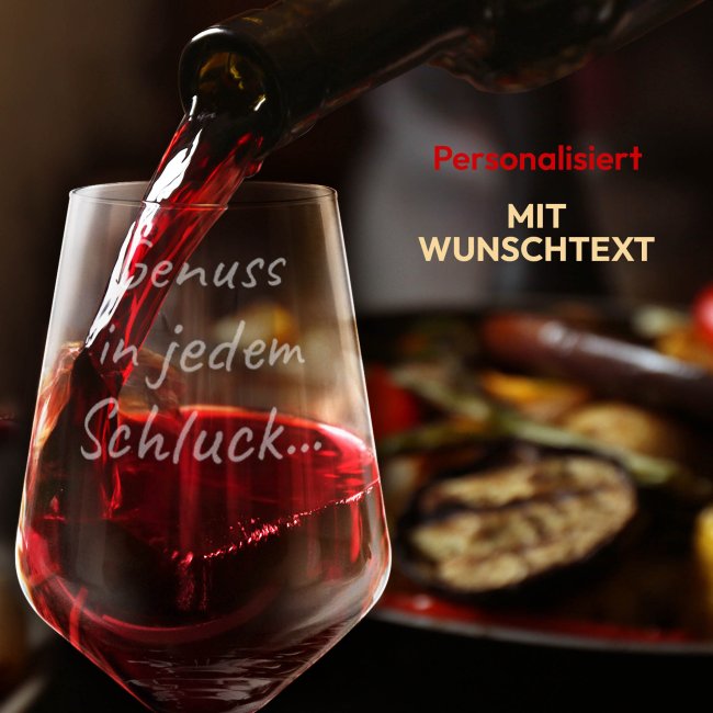 Rotweinglas mit Gravur - mit Text selbst gestalten