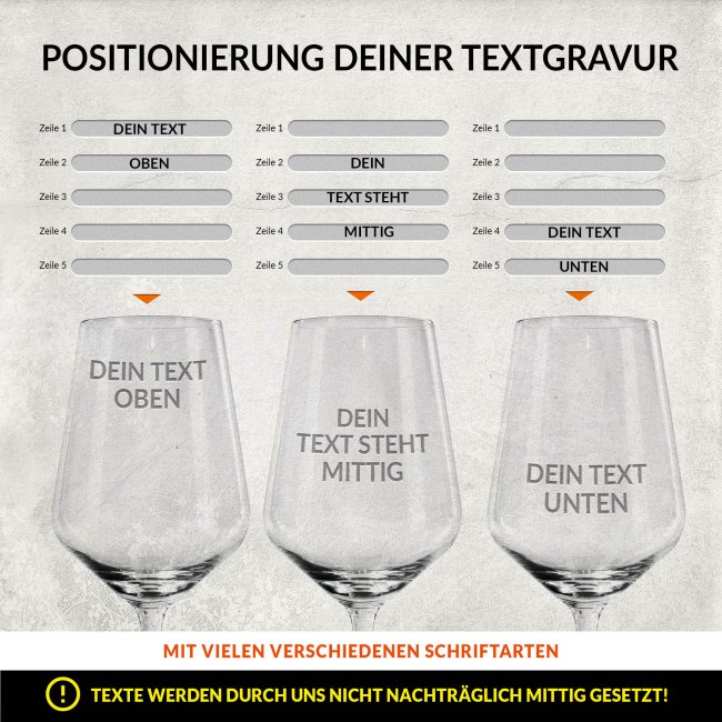 Rotweinglas mit Gravur - mit Text selbst gestalten