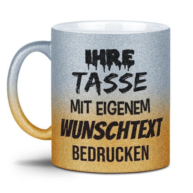 Personalisierte Glitzertasse mit Verlauf