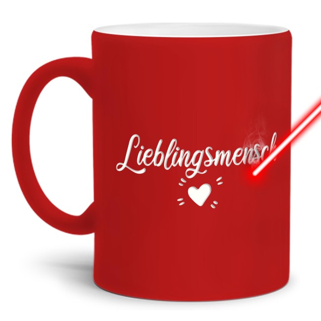 Tasse mit Gravur - Lieblingsmensch - Herz - Rot
