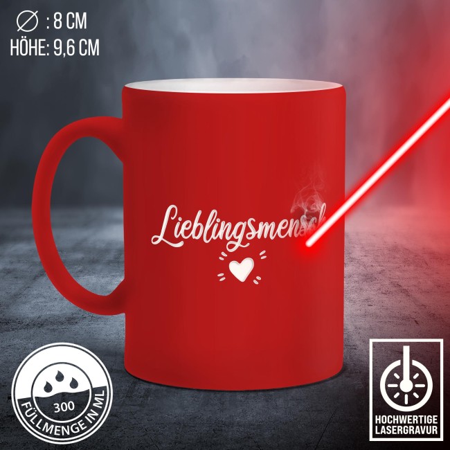 Tasse mit Gravur - Lieblingsmensch - Herz - Rot
