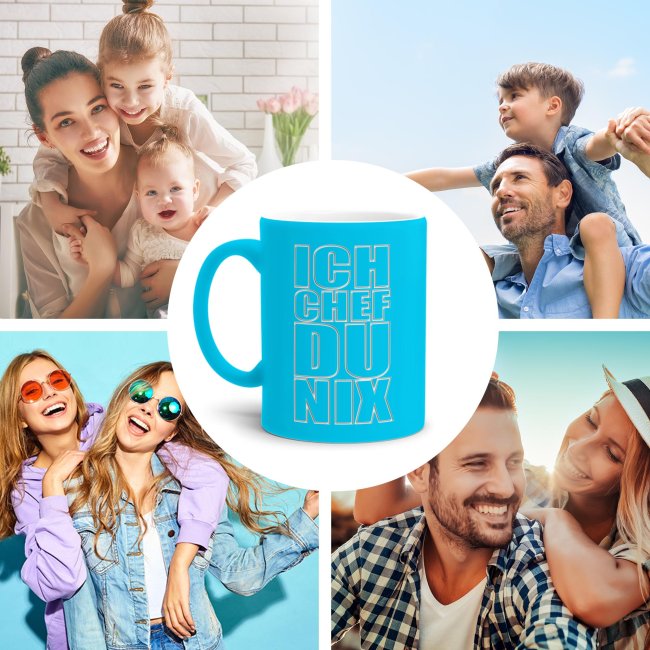 Tasse mit Gravur - Ich Chef Du Nix - Hellblau