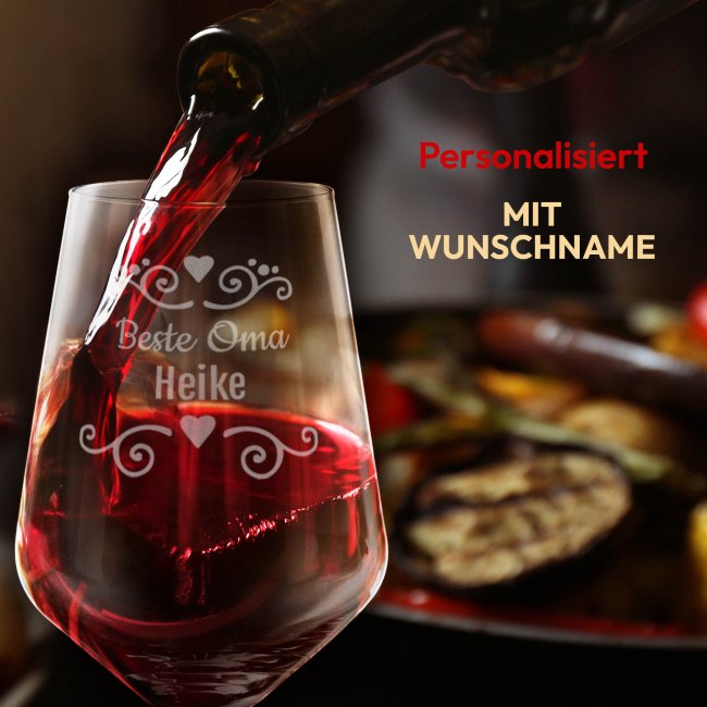 Rotweinglas mit Gravur - Beste Oma