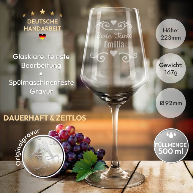 Rotweinglas mit Gravur - Beste Tante