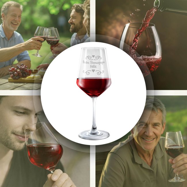 Rotweinglas mit Gravur - Bester Bonuspapa